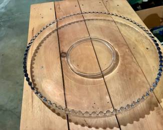 Glass Round Serving Platter with Bubble Rim