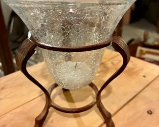 Crackle Glass Tripod Candle Holder