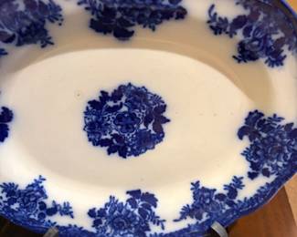 Vintage Waldorf Flow Blue and White China Platter 