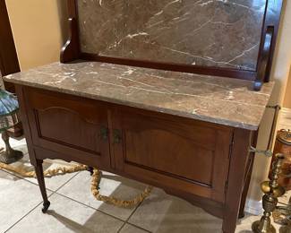19th c English Marble Top Mixing Table 