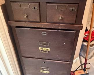 Vintage File Cabinet with Brass Accents 