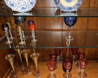 Bohemian Cut to Clear Wine Hock Glasses 