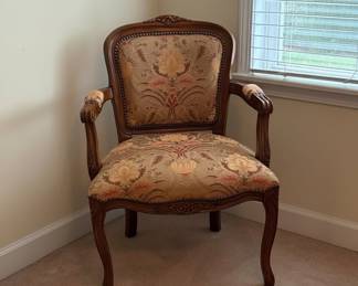Louis XV Style Carved Walnut Armchair with Tapestry Upholstery third image