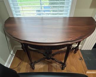 Antique Carved Walnut Demilune Console Table second image
