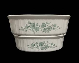 CorningWare Callaway Green Ivy pattern fluted baking dishes