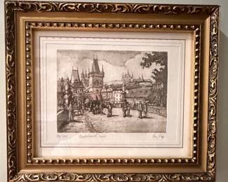 Malostransk nmst Etching by Em. Pap