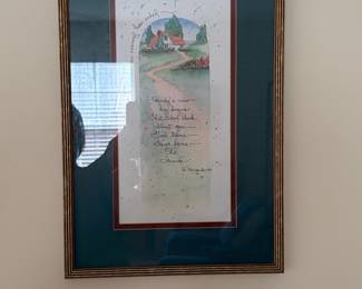 D. Morgan Signed Old Friends Print with Cottage Illustration