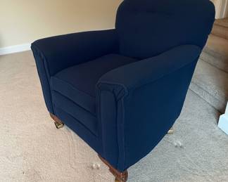 MidCentury Modern Club Chair with Carved Wooden Feet and Casters