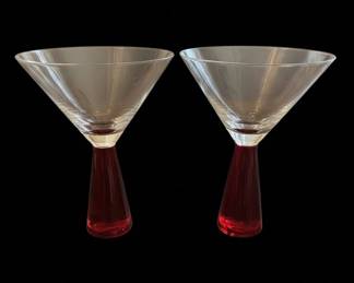 Artland Prescott Red Ruby Honeycomb Stem Martini Glasses