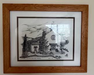 Koehn Ink Drawing of Mark Twain Village Chapel, Heidelberg