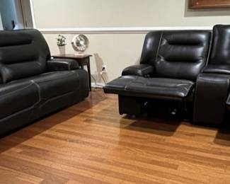 Dual Power Reclining Sofa  Loveseat, with Optional Sectional Center Console B fourth image