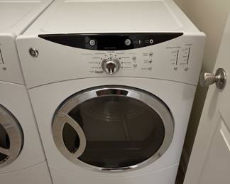 GE Profile Front Load Washer and Electric Dryer Set  White with Black Console