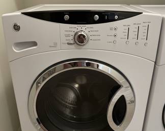 GE Profile Front Load Washer and Electric Dryer Set  White with Black Console fourth image