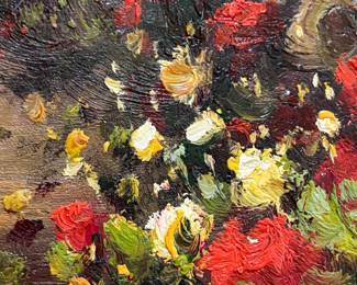 Raymondo Mediterranean Floral Street Scene Oil Painting third image