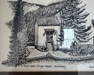 Koehn Ink Drawing of Mark Twain Village Chapel, Heidelberg second image