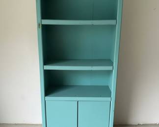Upcycled Painted Wood Bookcase with Lower Cabinet