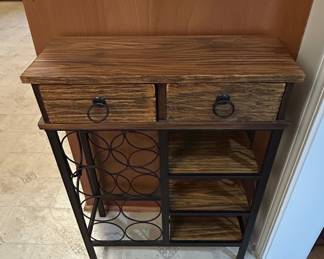 Industrial Style Wine Console Table with Drawers and Shelves