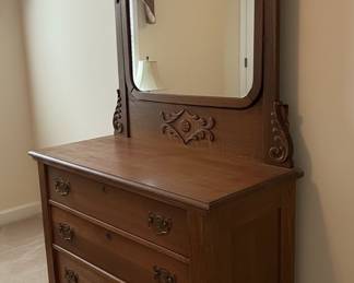 Victorian Eastlake Oak Dresser with Mirror second image