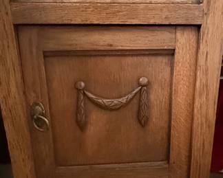 Antique French Oak Nightstand with Carved Swag Motif and Marble Top third image