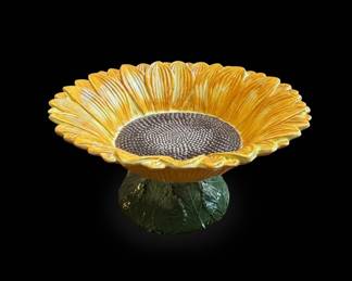 Vintage Sunflower Pedestal Bowl