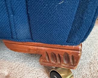 MidCentury Modern Club Chair with Carved Wooden Feet and Casters third image
