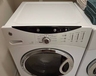 GE Profile Front Load Washer and Electric Dryer Set  White with Black Console third image