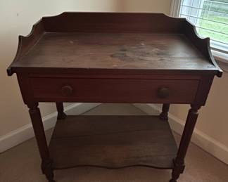 Antique Wash Stand with Drawer and Lower Shelf