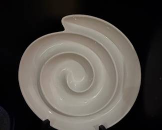 Crate  Barrel White Porcelain Swirl Appetizer Dish