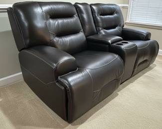Dual Power Reclining Sofa  Loveseat, with Optional Sectional Center Console B second image