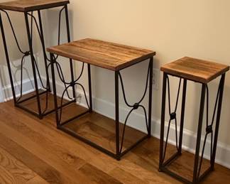 Industrial Style Wood and Metal Nesting Side Table Set second image
