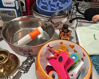 Assorted Pet Bowls and Accessories Lot