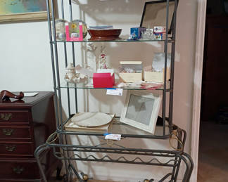 Lot 9: Metal and Glass Display Shelf