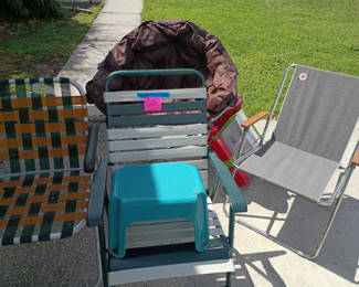 Lot 133: Outdoor Chairs and Cushioned Seat