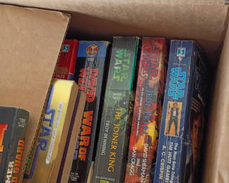 Lot 125: Box of Science Fiction and Star Wars Paperback Books