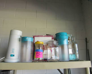 Lot 138: Iced Tea Maker, Plastic Pitchers, and Glass Jars