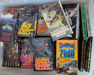 Lot 104: Plastic Storage Tote with Science Fiction Paperback Books