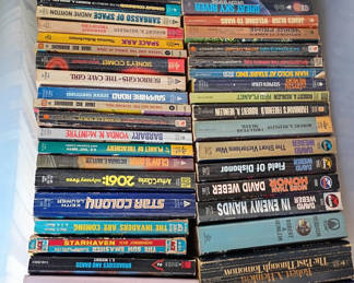 Lot 66: Plastic Storage Tote of Science Fiction Paperback Books