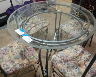 Lot 49: Glass Top Dining Table and Four Chairs