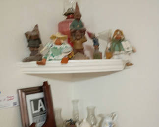 Lot 14: Decorative Figurines, Glass Lamp, Picture Frame, and Ceramic Pitchers