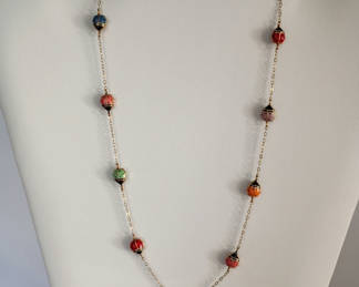 Lot 1: 10K Gold Enamel Ladybug Necklace