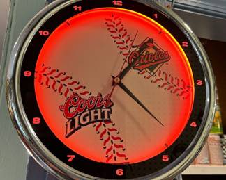 Orange Neon MLB BASEBALL Baltimore Orioles Coors Light Clock #MANCAVE