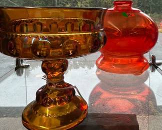 Vintage Colored , Cut, Carnival, hand blown, Glass