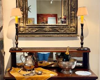 Cabinet w/Shelf on Top & Trumeau Mirror