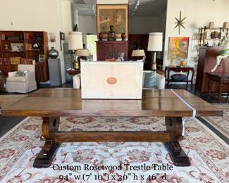 Custom Rosewood Trestle Table & Michael York's Suitcase from "Murder on the Orient Express"