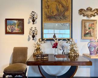 19th C. Oil Paintings & Trumeau Mirror