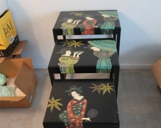 set of 3 Asian stack tables
