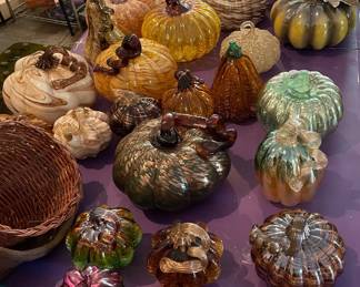Decorative pumpkins, a glass ceramic plastic
