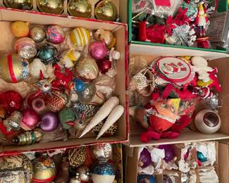 Lots of vintage Christmas ornaments