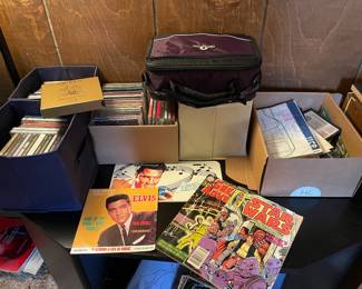 Elvis items, comic books, CDs, and more