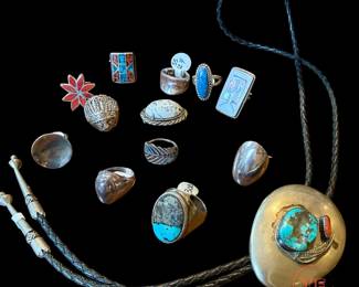 Native American Sterling silver turquoise and coral jewelry